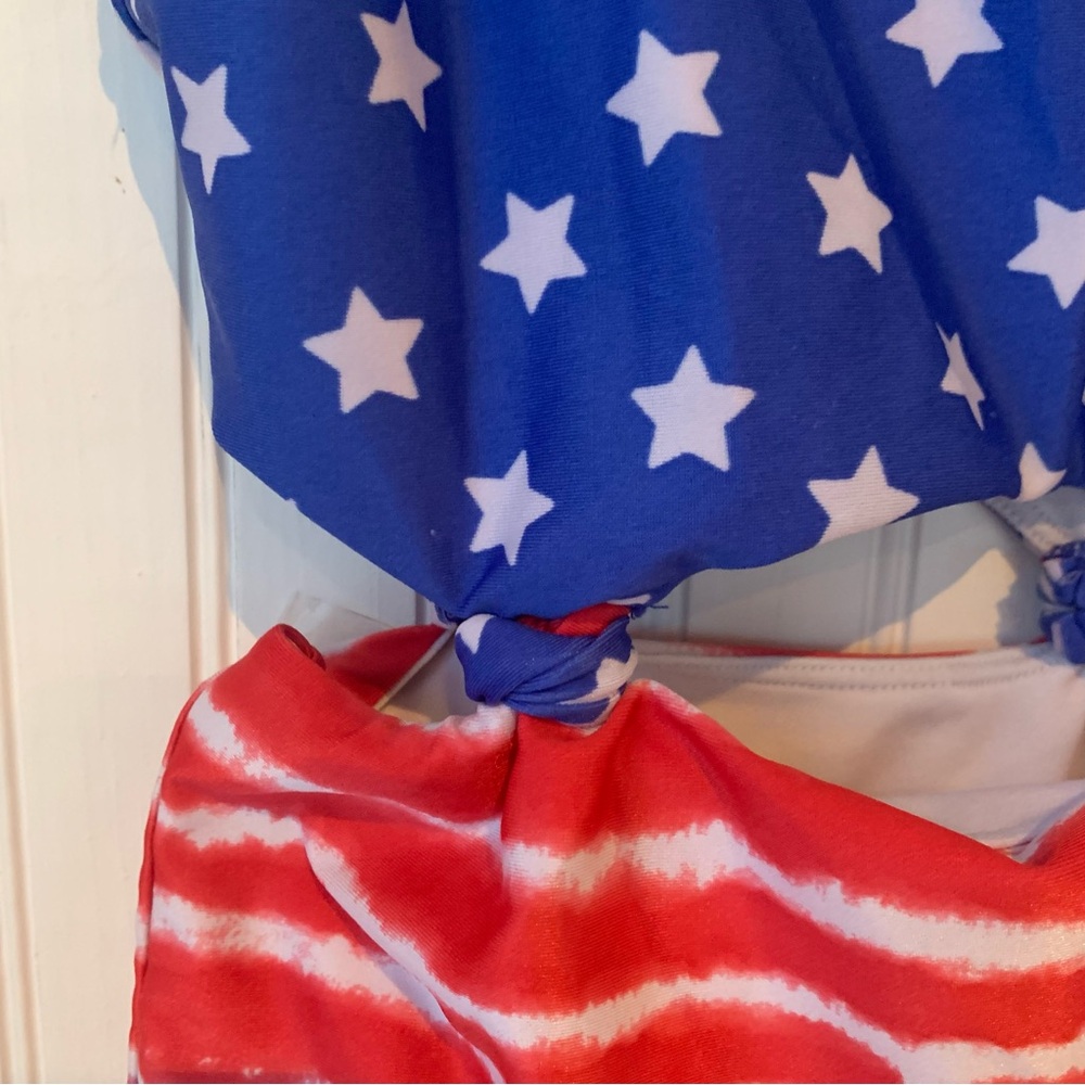 Art Class (M 7/8) Blue and Red One Piece Swimsuit with Star and Stripe Design - Picture 3 of 7